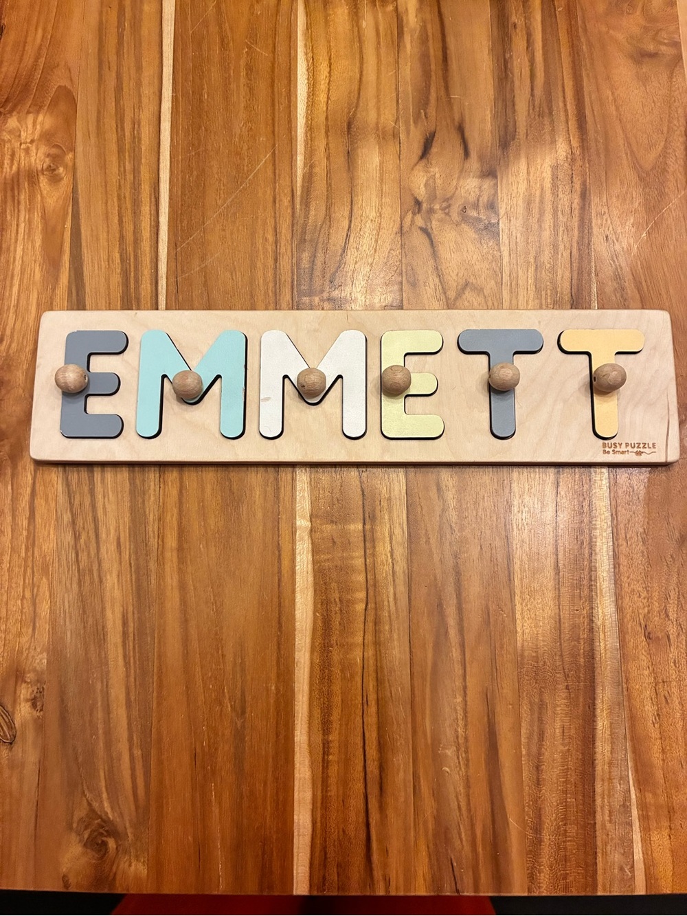 Personalized Name Puzzle - Emmett (Gray, Blue, Mint, Yellow)